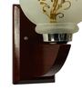 White & Gold E27 holder Wood & Glass Uplight Wall Scone