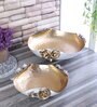 White & Gold Hammered Rose Urli Set of 2