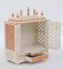 White & Gold Mango Wood & MDF Floor Rested Mandir With Door