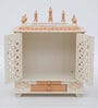 White & Gold Mango Wood & MDF Floor Rested Mandir With Door