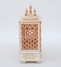 White & Gold Mango Wood & MDF Floor Rested Mandir With Door