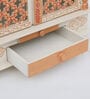 White & Gold Mango Wood & MDF Floor Rested Mandir With Door