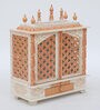 White & Gold Mango Wood & MDF Floor Rested Mandir With Door