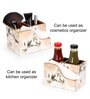 White & Gold MDF Wood Flower Cutlery Tissue Holder