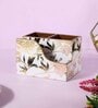 White & Gold MDF Wood Flower Cutlery Tissue Holder