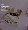 White & Gold MDF Wood Flower Cutlery Tissue Holder