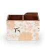 White & Gold MDF Wood Flower Cutlery Tissue Holder