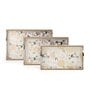 White & Gold MDF Wood Flower (Set of 3) Serving Tray
