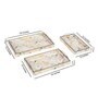 White & Gold MDF Wood Flower (Set of 3) Serving Tray