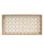 White & Gold MDF Wood Gold  Rectangle Serving Tray