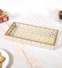 White & Gold MDF Wood Gold  Rectangle Serving Tray