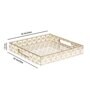 White & Gold MDF Wood Gold  Square Serving Tray