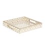 White & Gold MDF Wood Gold  Square Serving Tray