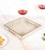 White & Gold MDF Wood Gold  Square Serving Tray
