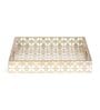 White & Gold MDF Wood Gold  Square Serving Tray