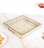 White & Gold MDF Wood Gold  Square Serving Tray