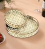 White & Gold MDF Wood (Set of 2) Round Serving Trays