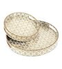 White & Gold MDF Wood (Set of 2) Round Serving Trays