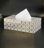 White & Gold MDF Wood Tissue Box