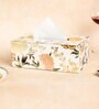 White & Gold MDF Wood White Flower Tissue Box