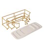 White & Gold Rectangualer Step Platter Set of 3