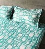 White & Green 144TC Cotton Flat Super King Bedsheet with 2 Pillow Covers