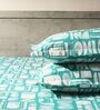 White & Green 144TC Cotton Flat Super King Bedsheet with 2 Pillow Covers