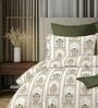 White & Green 144TC Cotton Flat Super King Bedsheet with 2 Pillow Covers