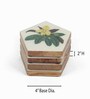 White & Green Acacia Wood Floral (Set of 4) Coasters