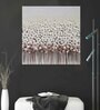 White & Grey 3D Embossed Floral Original Hand Painting on Canvas