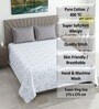 White & Grey Geometric 400 TC Cotton Superking Size Flat Bedsheet With 2 Pillow Covers