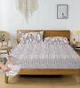 White & Grey Glace Cotton Striped Elastic Fitted King Bedsheet With 2 Pillow Covers