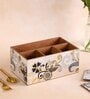 White & Grey Mdf Wood Rectangle 1 Pcs Cutlery Holder