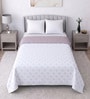 White & Lavender Cotton Floral 350 GSM Double Bed Reversible Dohar