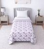 White & Lavender Cotton Floral 350 GSM Single Bed Reversible Dohar