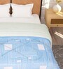 White and Blue Microfiber Abstract 180 GSM Fusion Reversible Double Comforter