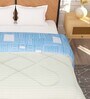 White and Blue Microfiber Abstract 180 GSM Fusion Reversible Double Comforter