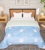 White and Blue Microfiber Abstract 180 GSM Fusion Reversible Double Comforter