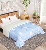 White and Blue Microfiber Abstract 180 GSM Fusion Reversible Double Comforter
