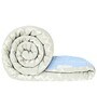White and Blue Microfiber Abstract 180 GSM Fusion Reversible Double Comforter