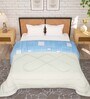 White and Blue Microfiber Abstract 180 GSM Fusion Reversible Double Comforter