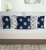 White & Navy Blue Microfiber Floral 16X16 Inches Cushion Covers Set Of 5