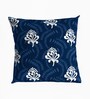 White & Navy Blue Microfiber Floral 16X16 Inches Cushion Covers Set Of 5