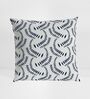 White & Navy Blue Microfiber Floral 16X16 Inches Cushion Covers Set Of 5