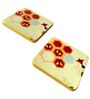 White & Orange (4 x 4 Inches) Marble (Set of 2) Coasters