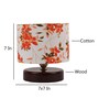White & Orange  Print Table Lamp With Wood Brown Base