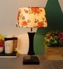 Venus Orange Fabric Shade Night Lamp With Wood Base