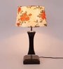 Venus Orange Fabric Shade Night Lamp With Wood Base