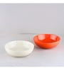 (Set Of 2) White & Orange Stoneware Snack Bowl
