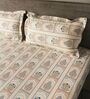 White & Pink 144TC Cotton Flat Super King Bedsheet with 2 Pillow Covers